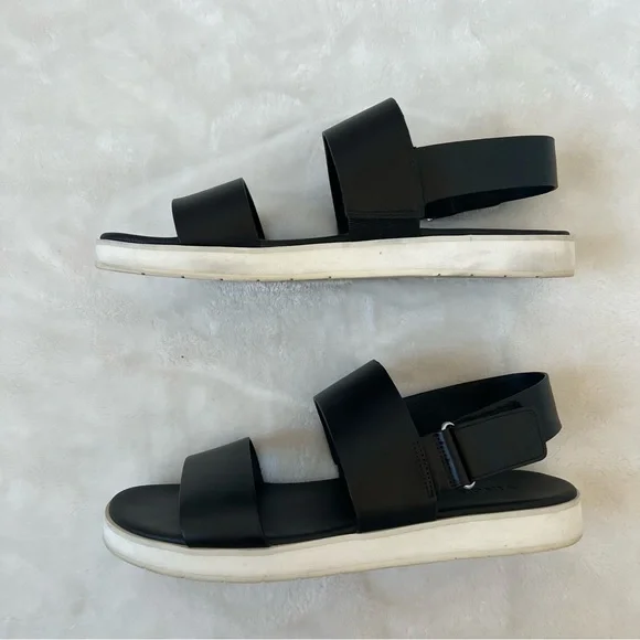 VINCE black strappy platform sandal 38.5 white sole neutral staple comfortable - Picture 4 of 6
